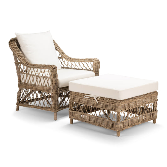 Chair with Ottoman - Isabel - rattan - KG