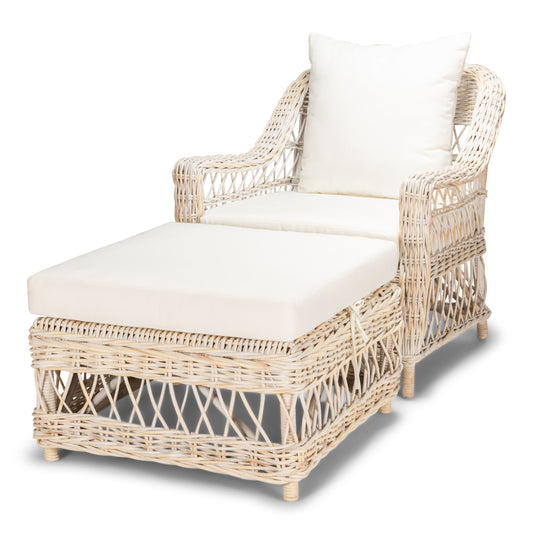 Chair with Ottoman - Isabel - rattan - WW