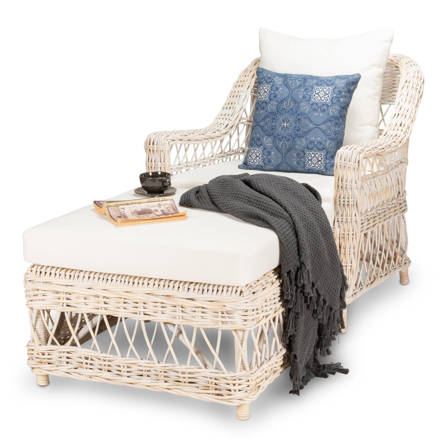 Chair with Ottoman - Isabel - rattan - WW