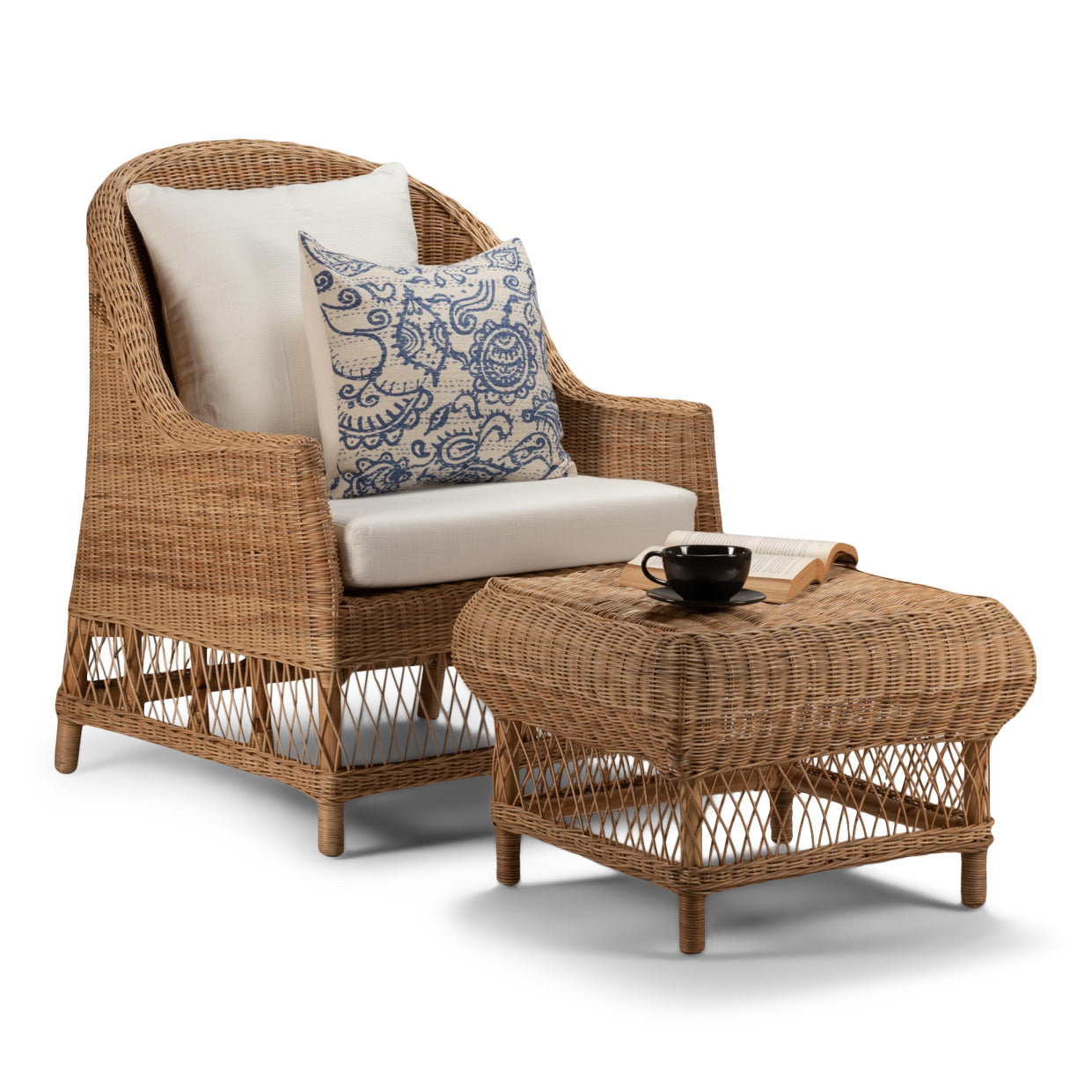 Chair and Ottoman - Sam - Rattan